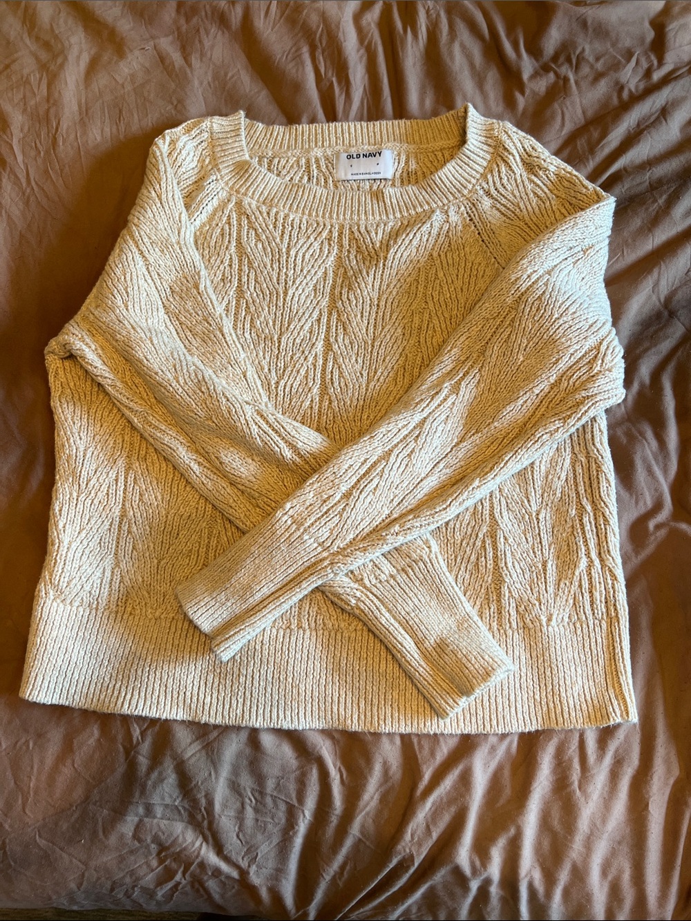 Old Navy Cream Cable-Knit Crewneck Sweater